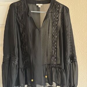 Charming Charlie Black Sheer Blouse